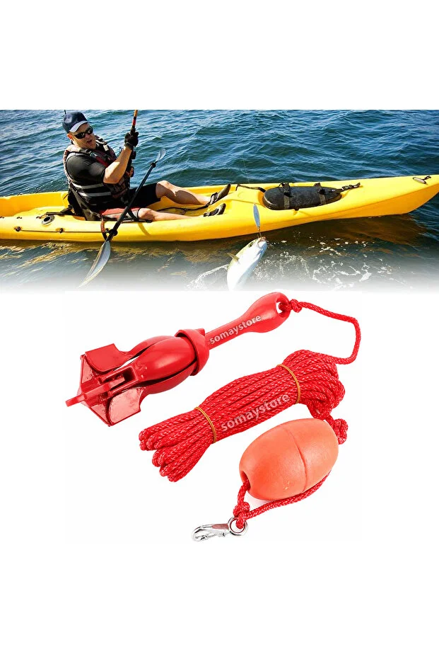 Marin Bot , Kano ve Jetski Çıpası Çantalı Set 1.5 KG Şemsiye Çapalı 10mt ipli (Kırmızı Çapalı)
